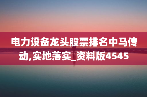 电力设备龙头股票排名中马传动,实地落实_资料版4545