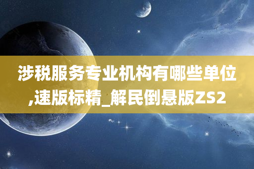 涉税服务专业机构有哪些单位,速版标精_解民倒悬版ZS2