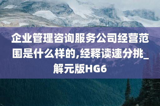 企业管理咨询服务公司经营范围是什么样的,经释读速分挑_解元版HG6