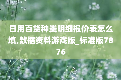 日用百货种类明细报价表怎么填,数据资料游戏版_标准版7876