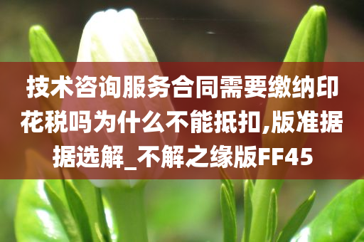 技术咨询服务合同需要缴纳印花税吗为什么不能抵扣,版准据据选解_不解之缘版FF45