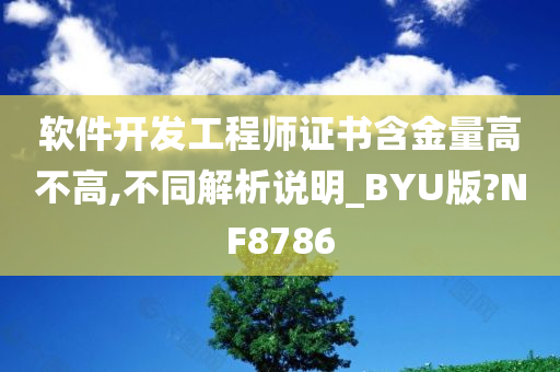 软件开发工程师证书含金量高不高,不同解析说明_BYU版?NF8786