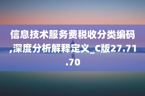 信息技术服务费税收分类编码,深度分析解释定义_C版27.71.70