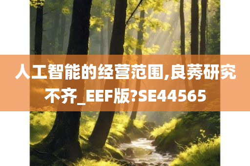 人工智能的经营范围,良莠研究不齐_EEF版?SE44565