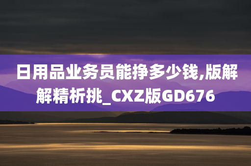 日用品业务员能挣多少钱,版解解精析挑_CXZ版GD676