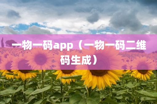 一物一码app（一物一码二维码生成）