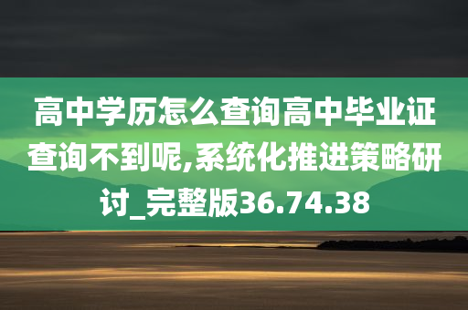 高中学历怎么查询高中毕业证查询不到呢,系统化推进策略研讨_完整版36.74.38