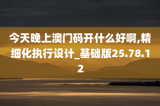 今天晚上澳门码开什么好啊,精细化执行设计_基础版25.78.12