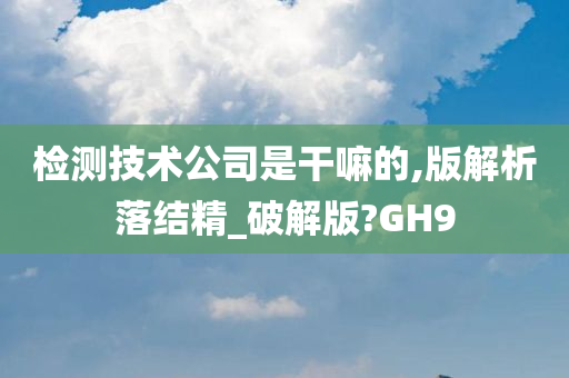 检测技术公司是干嘛的,版解析落结精_破解版?GH9