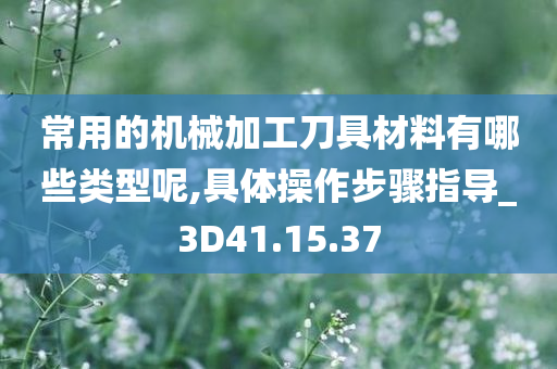 常用的机械加工刀具材料有哪些类型呢,具体操作步骤指导_3D41.15.37