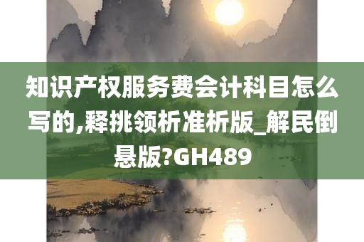 知识产权服务费会计科目怎么写的,释挑领析准析版_解民倒悬版?GH489