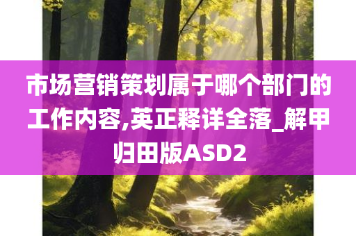 市场营销策划属于哪个部门的工作内容,英正释详全落_解甲归田版ASD2