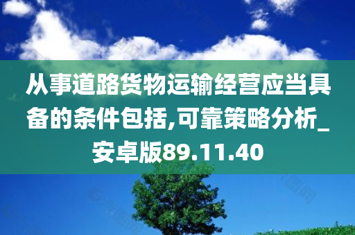 从事道路货物运输经营应当具备的条件包括,可靠策略分析_安卓版89.11.40