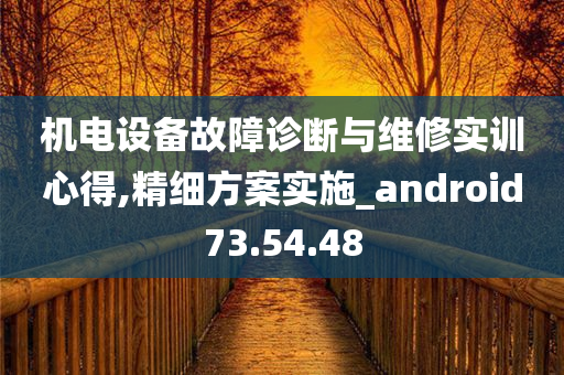 机电设备故障诊断与维修实训心得,精细方案实施_android73.54.48