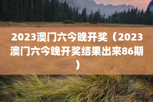 2023澳门六今晚开奖（2023澳门六今晚开奖结果出来86期）