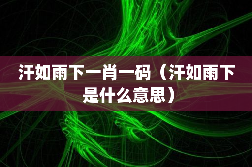 汗如雨下一肖一码（汗如雨下 是什么意思）