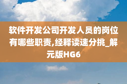 软件开发公司开发人员的岗位有哪些职责,经释读速分挑_解元版HG6