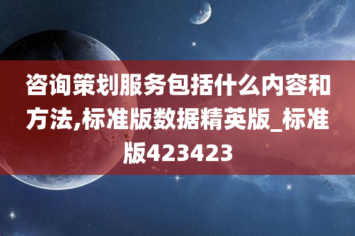 咨询策划服务包括什么内容和方法,标准版数据精英版_标准版423423