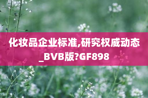 化妆品企业标准,研究权威动态_BVB版?GF898