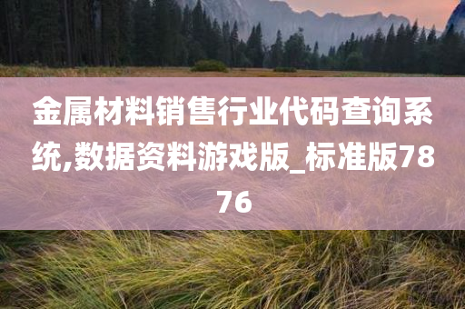 金属材料销售行业代码查询系统,数据资料游戏版_标准版7876