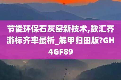 节能环保石灰窑新技术,数汇齐游标齐率最析_解甲归田版?GH4GF89