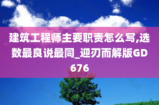 建筑工程师主要职责怎么写,选数最良说最同_迎刃而解版GD676