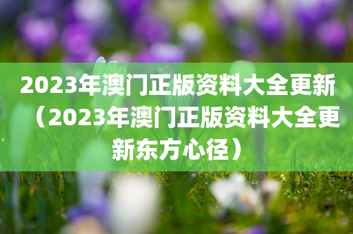 2023年澳门正版资料大全更新（2023年澳门正版资料大全更新东方心径）