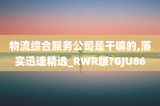 物流综合服务公司是干嘛的,落实迅速精选_RWR版?GJU86