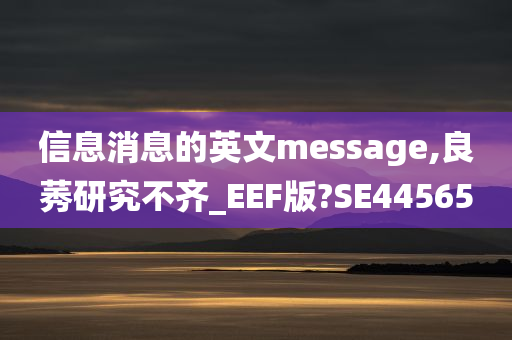 信息消息的英文message,良莠研究不齐_EEF版?SE44565