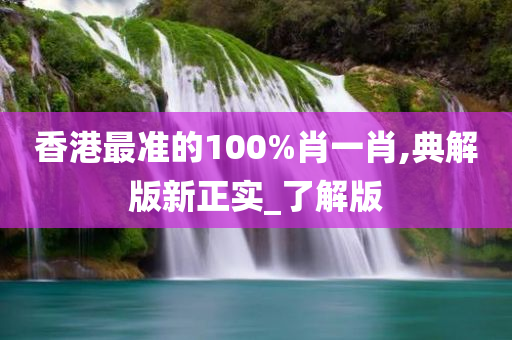 香港最准的100%肖一肖,典解版新正实_了解版