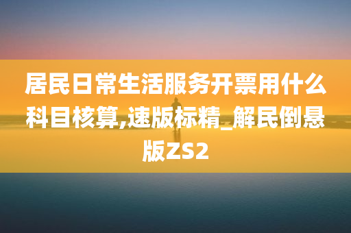 居民日常生活服务开票用什么科目核算,速版标精_解民倒悬版ZS2