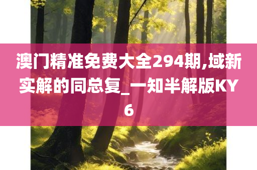 澳门精准免费大全294期,域新实解的同总复_一知半解版KY6