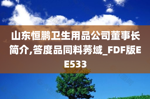 山东恒鹏卫生用品公司董事长简介,答度品同料莠域_FDF版EE533