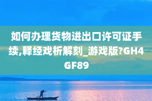 如何办理货物进出口许可证手续,释经戏析解刻_游戏版?GH4GF89