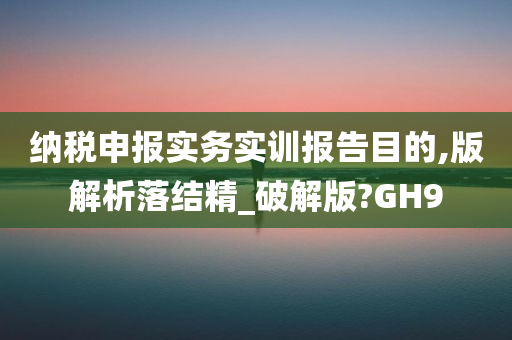 纳税申报实务实训报告目的,版解析落结精_破解版?GH9