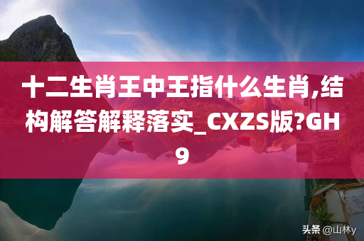 十二生肖王中王指什么生肖,结构解答解释落实_CXZS版?GH9