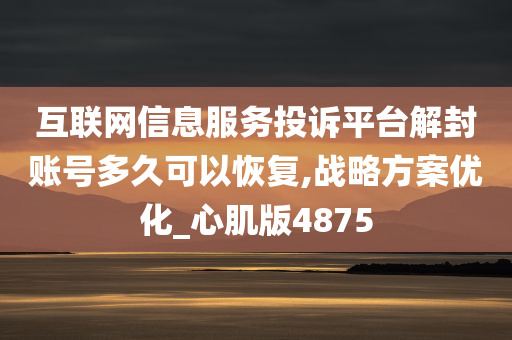 互联网信息服务投诉平台解封账号多久可以恢复,战略方案优化_心肌版4875