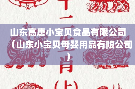 山东高唐小宝贝食品有限公司（山东小宝贝母婴用品有限公司）