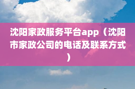 沈阳家政服务平台app（沈阳市家政公司的电话及联系方式）