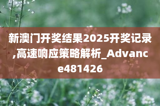 新澳门开奖结果2025开奖记录,高速响应策略解析_Advance481426