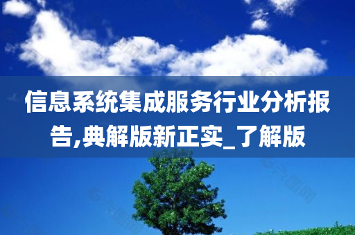 信息系统集成服务行业分析报告,典解版新正实_了解版