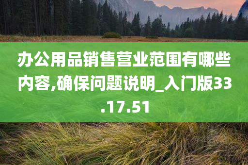 办公用品销售营业范围有哪些内容,确保问题说明_入门版33.17.51