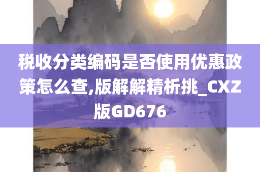 税收分类编码是否使用优惠政策怎么查,版解解精析挑_CXZ版GD676