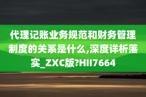 代理记账业务规范和财务管理制度的关系是什么,深度详析落实_ZXC版?HII7664